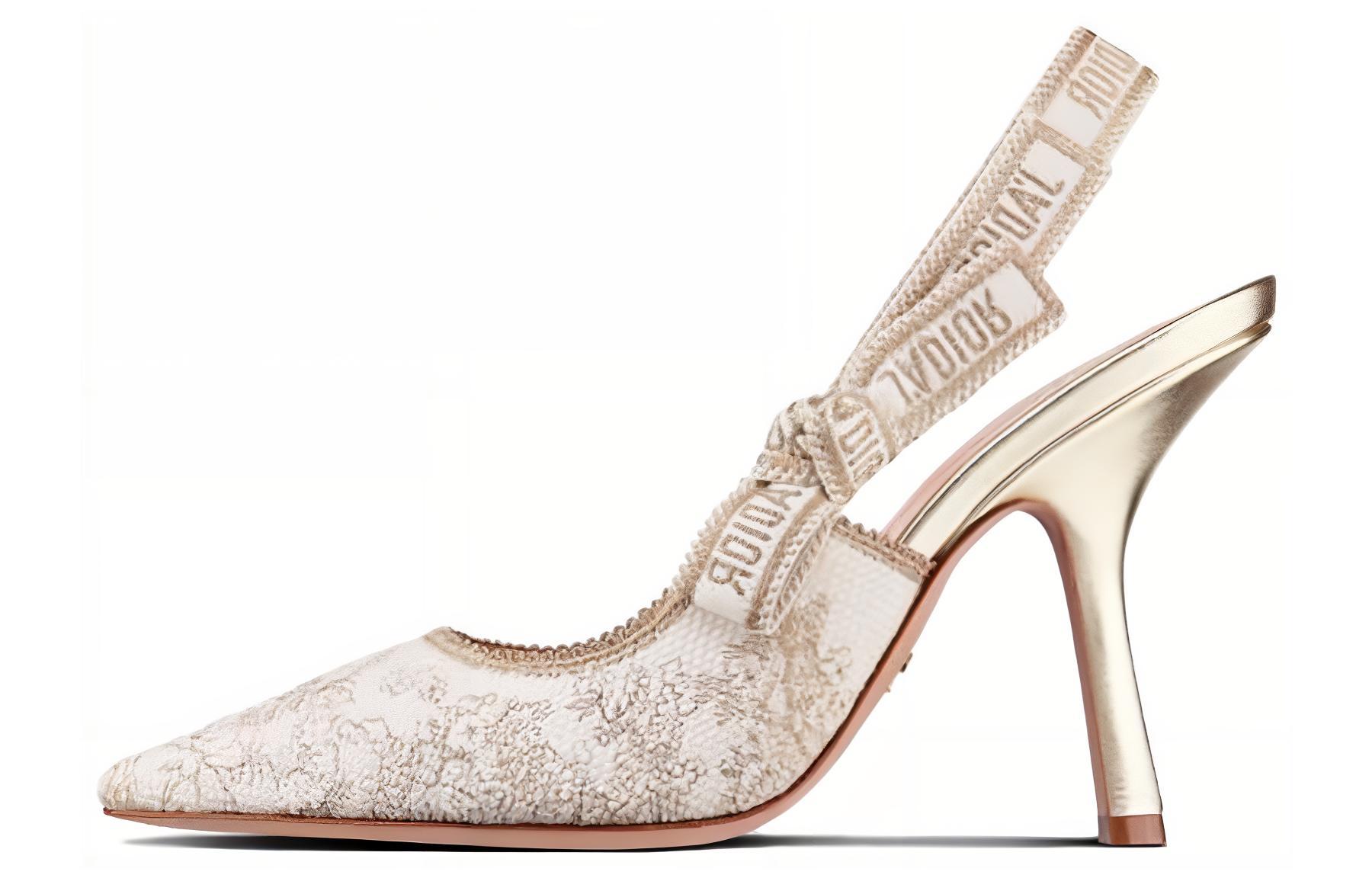 (Women) Dior Embroidered Open-Heel Slide 'White Gold' KCP762TJL_S09W