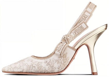 DIOR迪奧 刺繡露跟 時尚涼拖 10公分 女款 白金色 Buy DIOR迪奧 刺繡露跟 時尚涼拖 10公分 女款 白金色