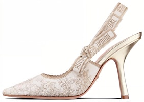 (Women) Dior Embroidered Open-Heel Slide 'White Gold' KCP762TJL_S09W (Women) Dior Embroidered Open-Heel Slide 'White Gold' KCP762TJL_S09W