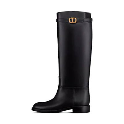 (W) Dior Empreinte Leather Heeled Boot 'Black'