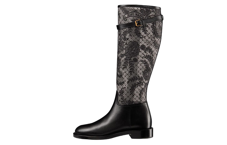 (Women) Dior Empreinte Leather Mesh Embroidery High-Top 'Black' KDI831FFC_S900