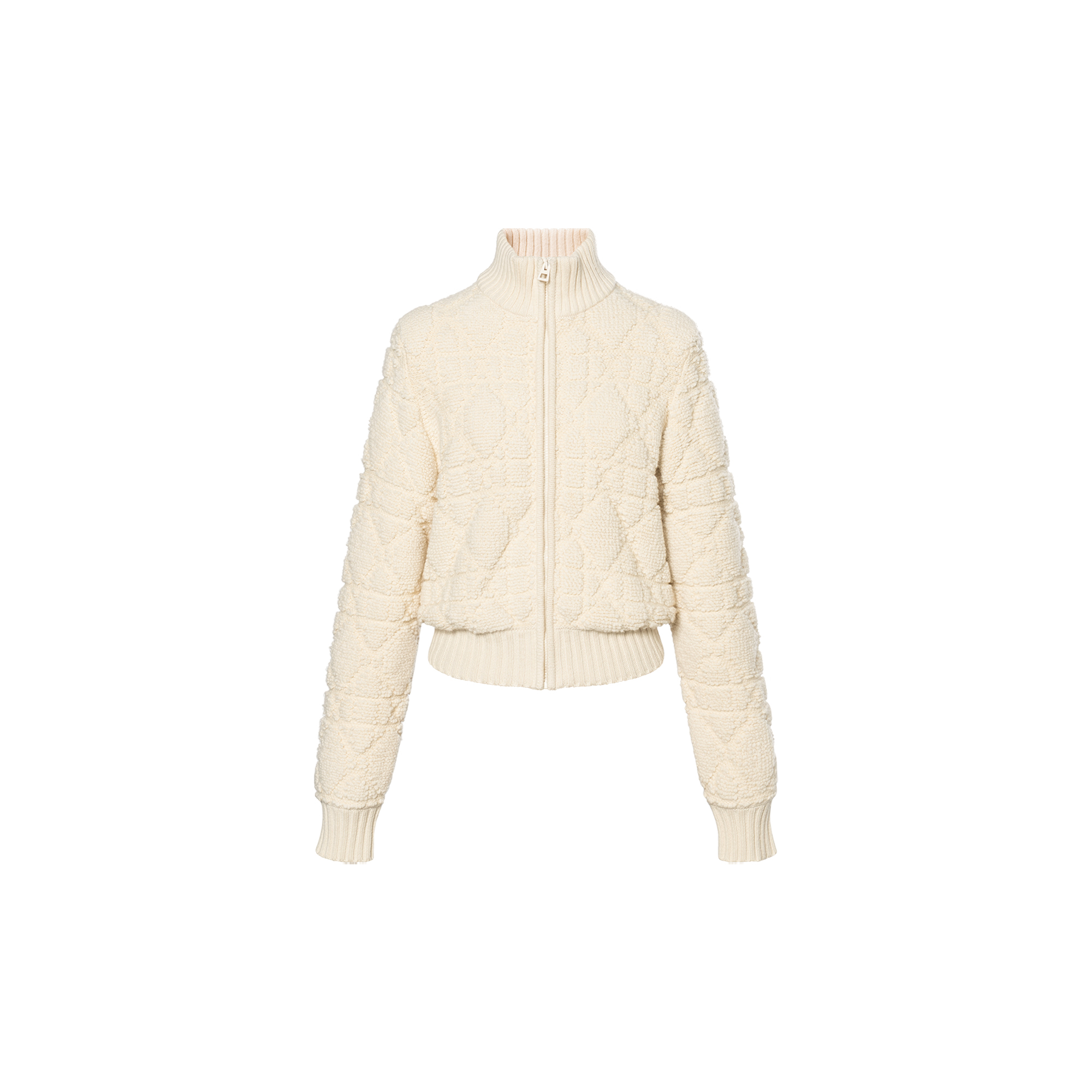 (Women) DIOR ESSENTIAL FW22  Wool Knit Jacket Zip-Up - Off White 254V20AM340-X0200