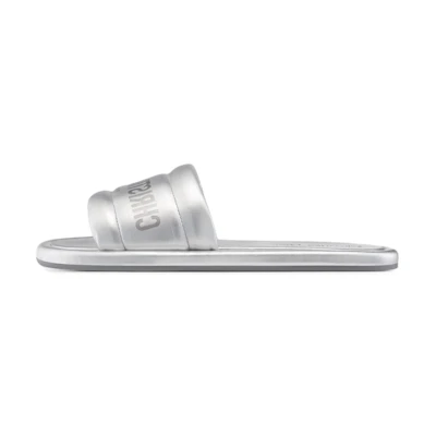 (W) Dior Every-D Leather Slides 'Silver Logo'