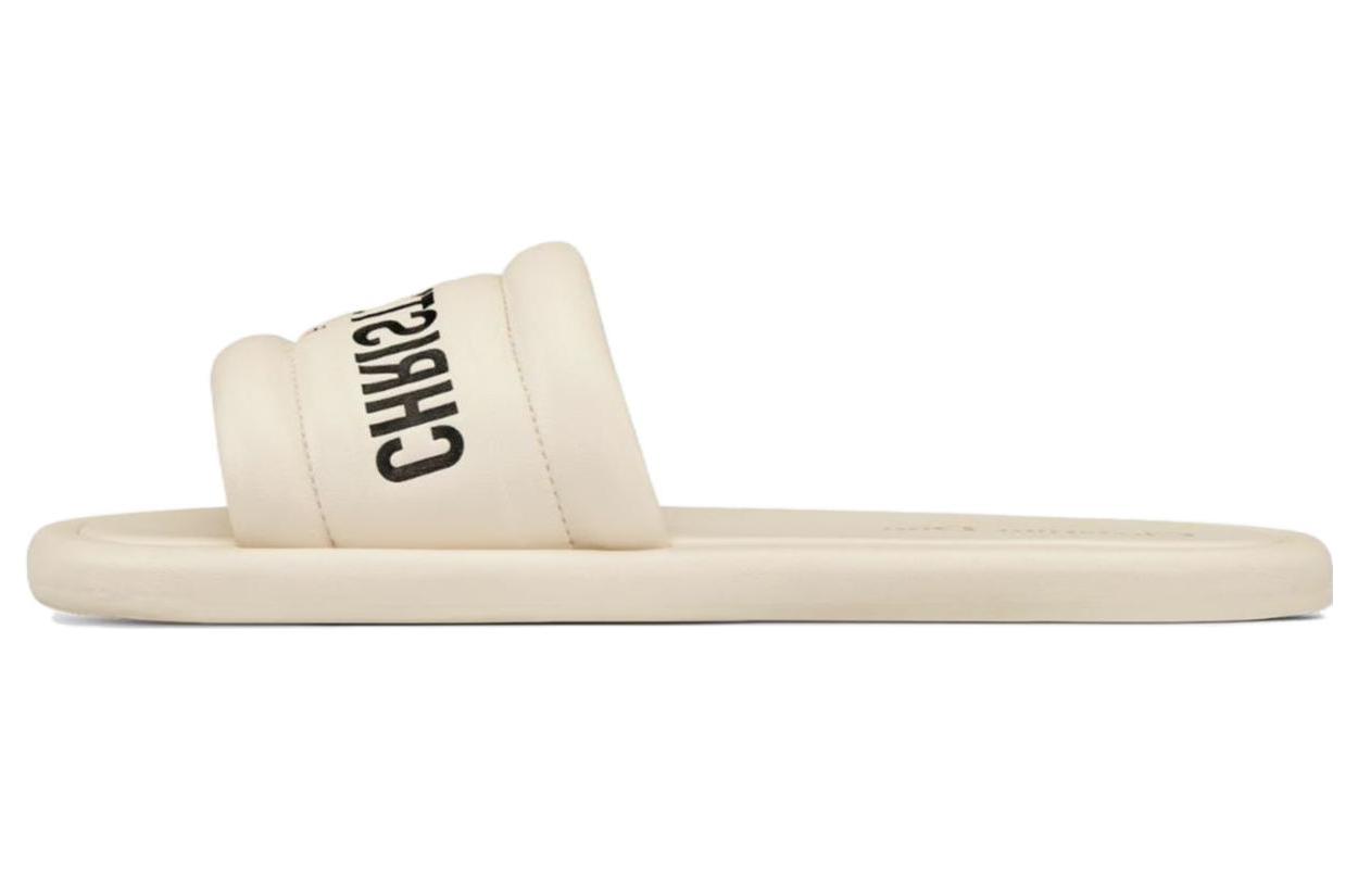 (Women) Dior Every-D Leather White 'Logo Flat Fashion Slide' KCQ861LBO_S03W
