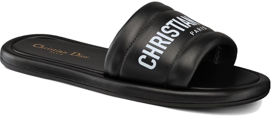 (W) Dior Setiap Hari Kulit 'Sandal Rata Logo Hitam' KCQ861LBO_S900 Order (W) Dior Setiap Hari Kulit 'Sandal Rata Logo Hitam' KCQ861LBO_S900