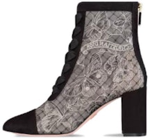 (Women) Dior Fabric Square Toe Lace-Up Chunky Heel Ankle Boot 8cm 'Grey' KDI980BXT_S21X (Women) Dior Fabric Square Toe Lace-Up Chunky Heel Ankle Boot 8cm 'Grey' KDI980BXT_S21X