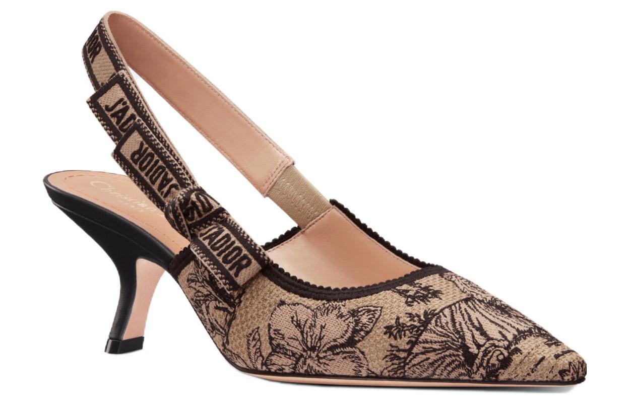 Order (W) Dior Kain Stiletto Hak Tinggi 6.5cm 'Beige Hitam' KDP866VOY_S37U