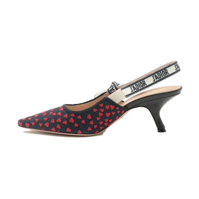 (W) Dior Flat Bow Slide Sandal 'Heart Embroidery Red'