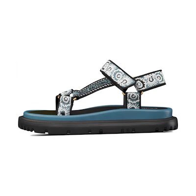 (W) Dior Flat Sandals with Magic Tape 'Blue Open Toe'