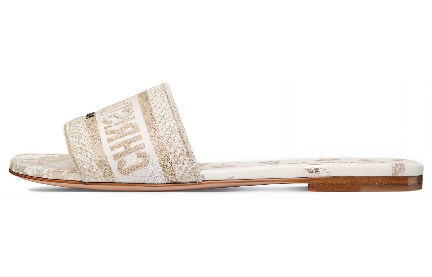 (Women) Dior Flat Slide 'White' KCQ209DLU_S09W