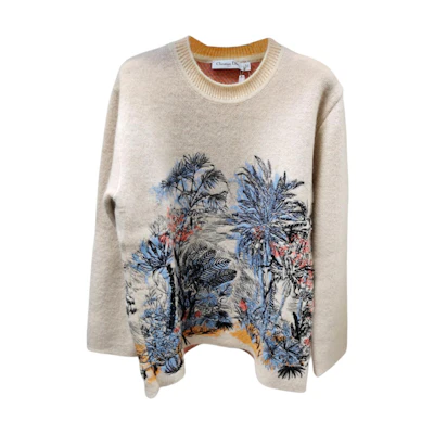 (Women) DIOR Floral Embroidered Crewneck Sweater Off-White 954S89AM412-0011