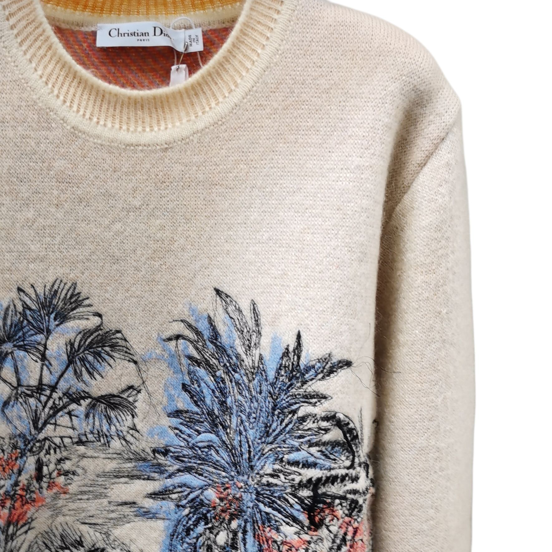 Purchase (W) DIOR Sweater Crewneck Bunga Bordir Off-White 954S89AM412-0011