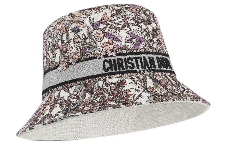 Lookbook (W) 디올 여성용 플로럴 프린트 코튼 버킷햇 - 멀티컬러. 42AOS923X133C973
