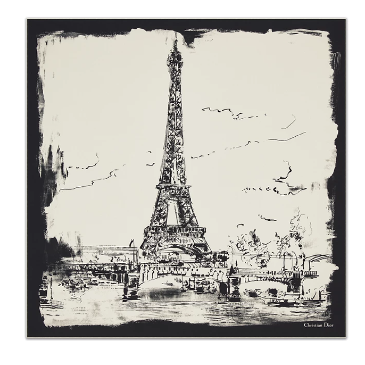 (Women) DIOR Floral Print Silk Scarf for Women - Black 44PAA090I605C989 圖 2