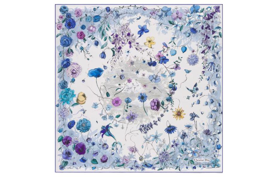 (Women) DIOR Florilegio Printed Silk Scarf  Blue 35FLO090I600-C525