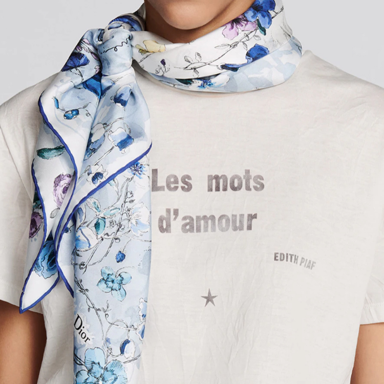 (Women) DIOR Florilegio Printed Silk Scarf  Blue 35FLO090I600-C525 圖 5