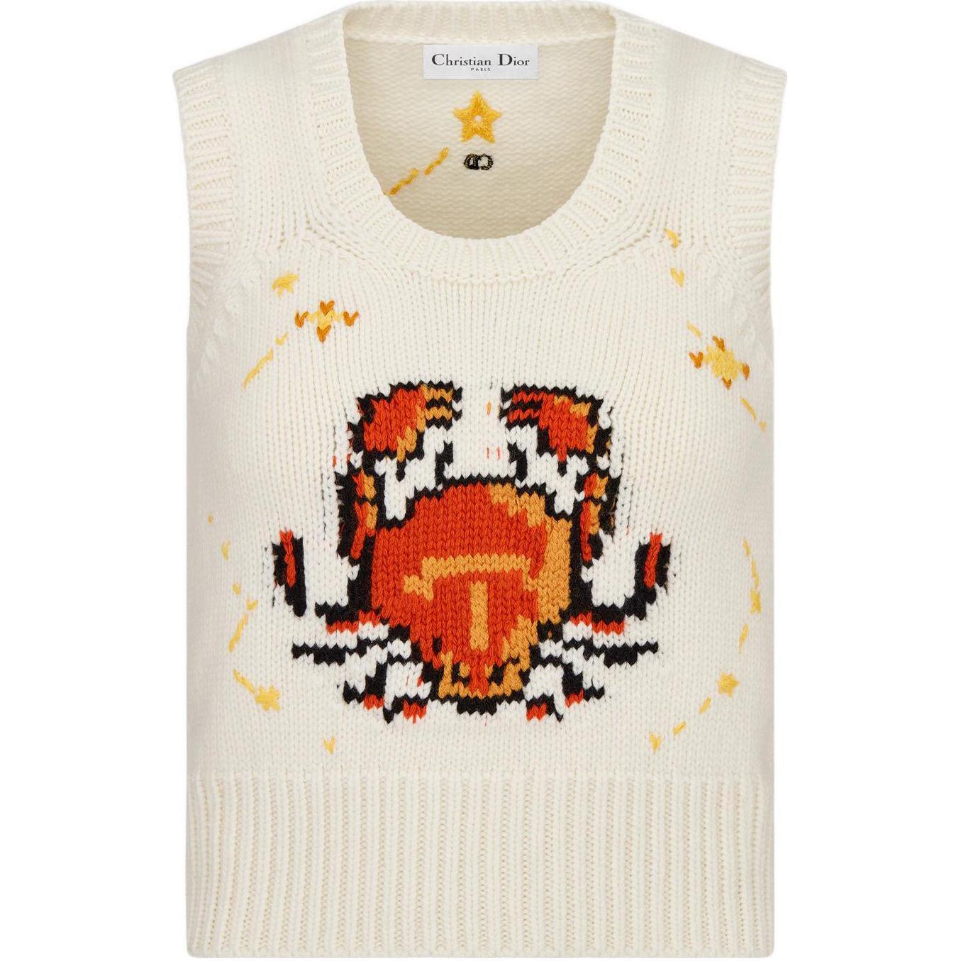 (Women) DIOR FW22  Animal Print Sleeveless Vest - Off-White 244T11CR320-X0849