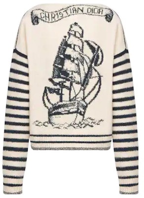 (W) ディオール FW22 ベージュ ストライプ ロゴ カシミア 長袖ニットセーター. 314S29AM412-X0825 Order (W) ディオール FW22 ベージュ ストライプ ロゴ カシミア 長袖ニットセーター. 314S29AM412-X0825