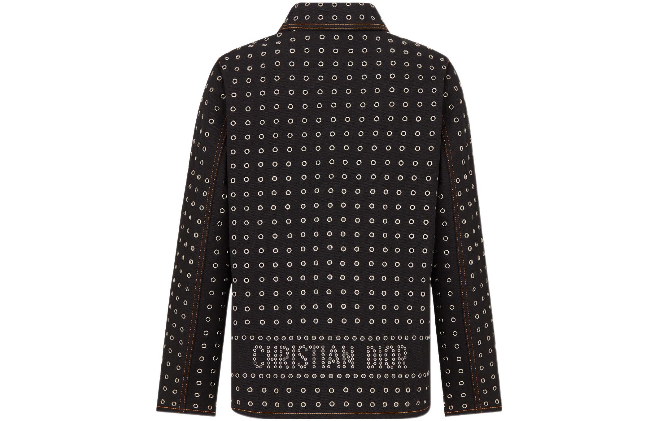 (Women) DIOR FW22  Black Denim Jacket with Letter Metal Mesh and Single Button. 242V16X3308-X9000 圖 3