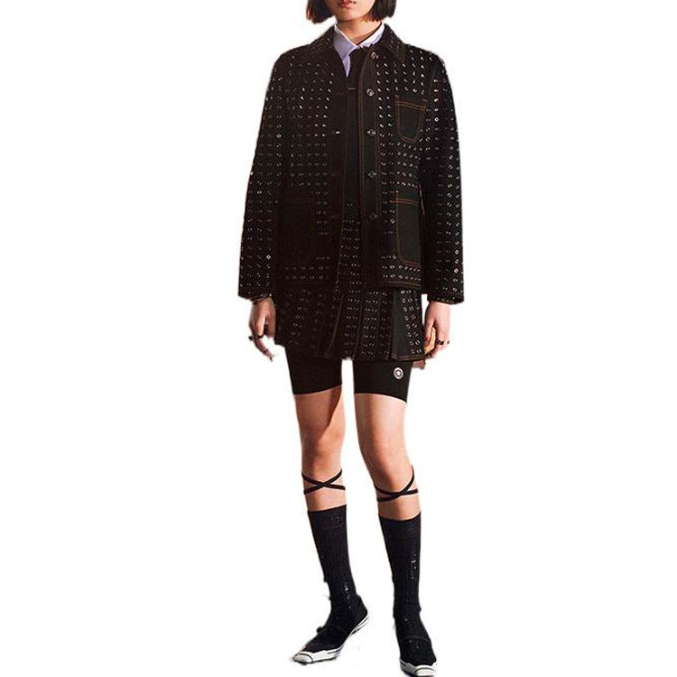 (Women) DIOR FW22  Black Denim Jacket with Letter Metal Mesh and Single Button. 242V16X3308-X9000 圖 5