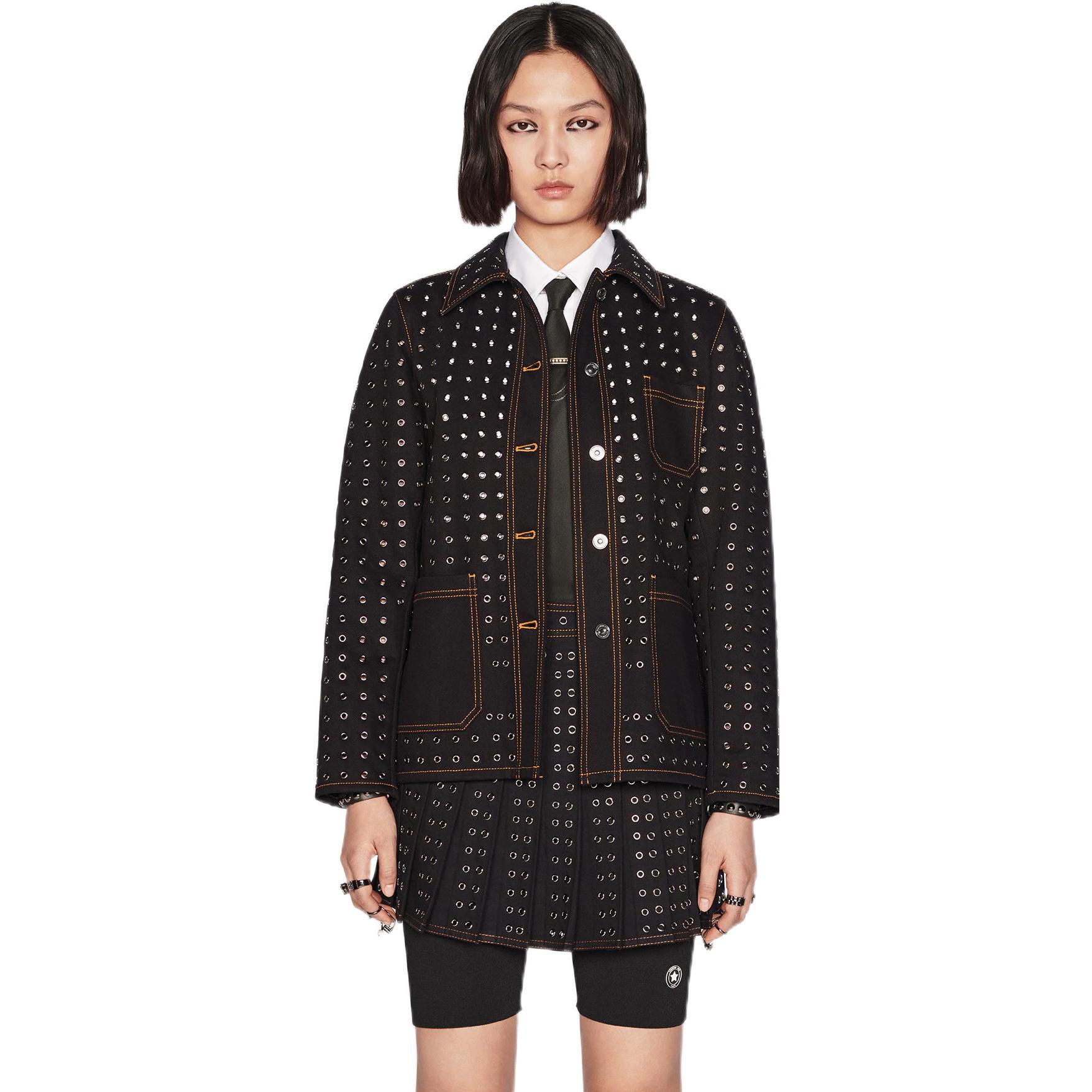 (Women) DIOR FW22  Black Denim Jacket with Letter Metal Mesh and Single Button. 242V16X3308-X9000 圖 8