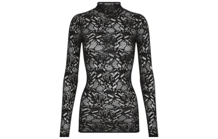 (Women) DIOR FW22  Black Lace Hollow-Out Slim T-Shirt 254S75AM845-X9000 圖 2