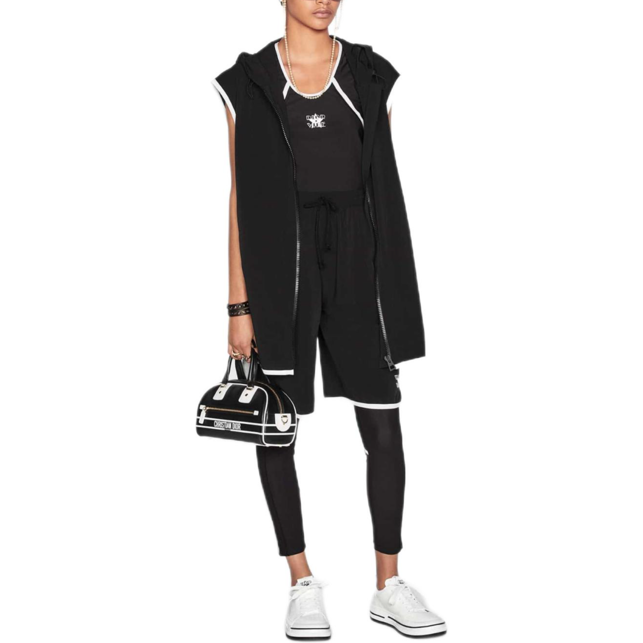 (Women) DIOR FW22  Black Logo Drawstring Casual Shorts. 243P48A2260-X9000