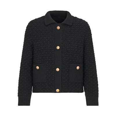 (Women) DIOR FW22 Black Solid Single-Breasted Knit Cardigan. 314V53AM202-X9000
