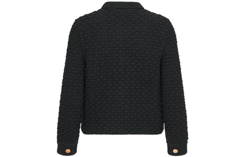 (Women) DIOR FW22  Black Solid Single-Breasted Knit Cardigan. 314V53AM202-X9000 圖 3