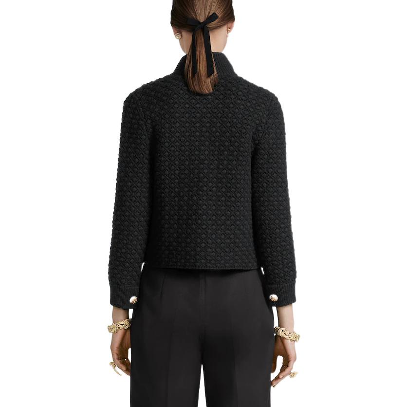 (Women) DIOR FW22  Black Solid Single-Breasted Knit Cardigan. 314V53AM202-X9000 圖 5