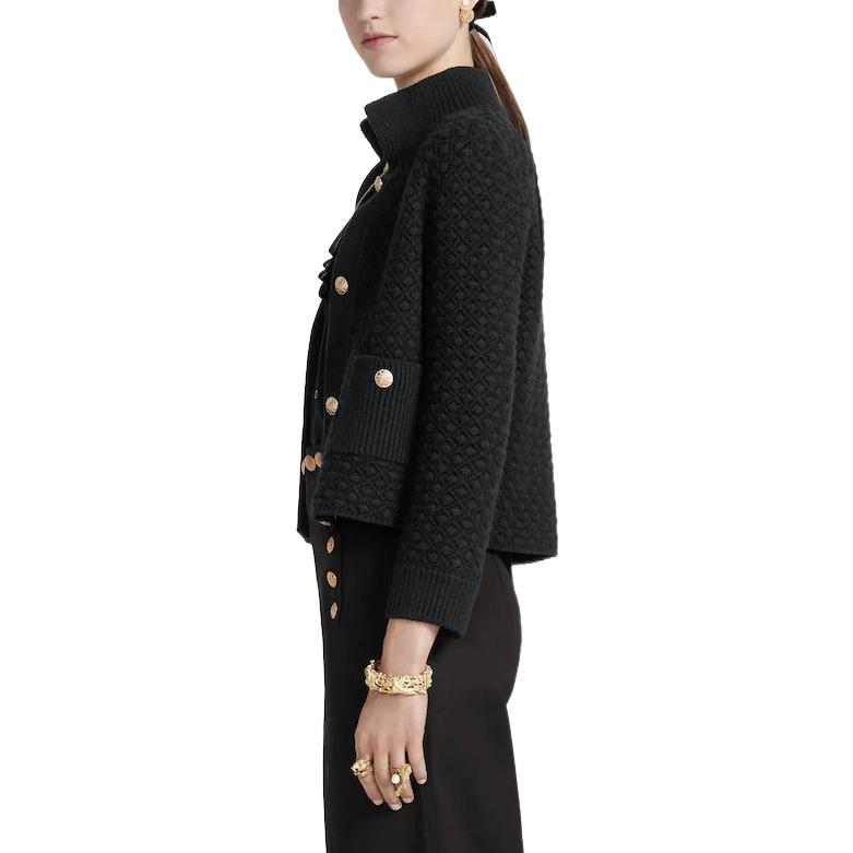 (Women) DIOR FW22  Black Solid Single-Breasted Knit Cardigan. 314V53AM202-X9000 圖 6