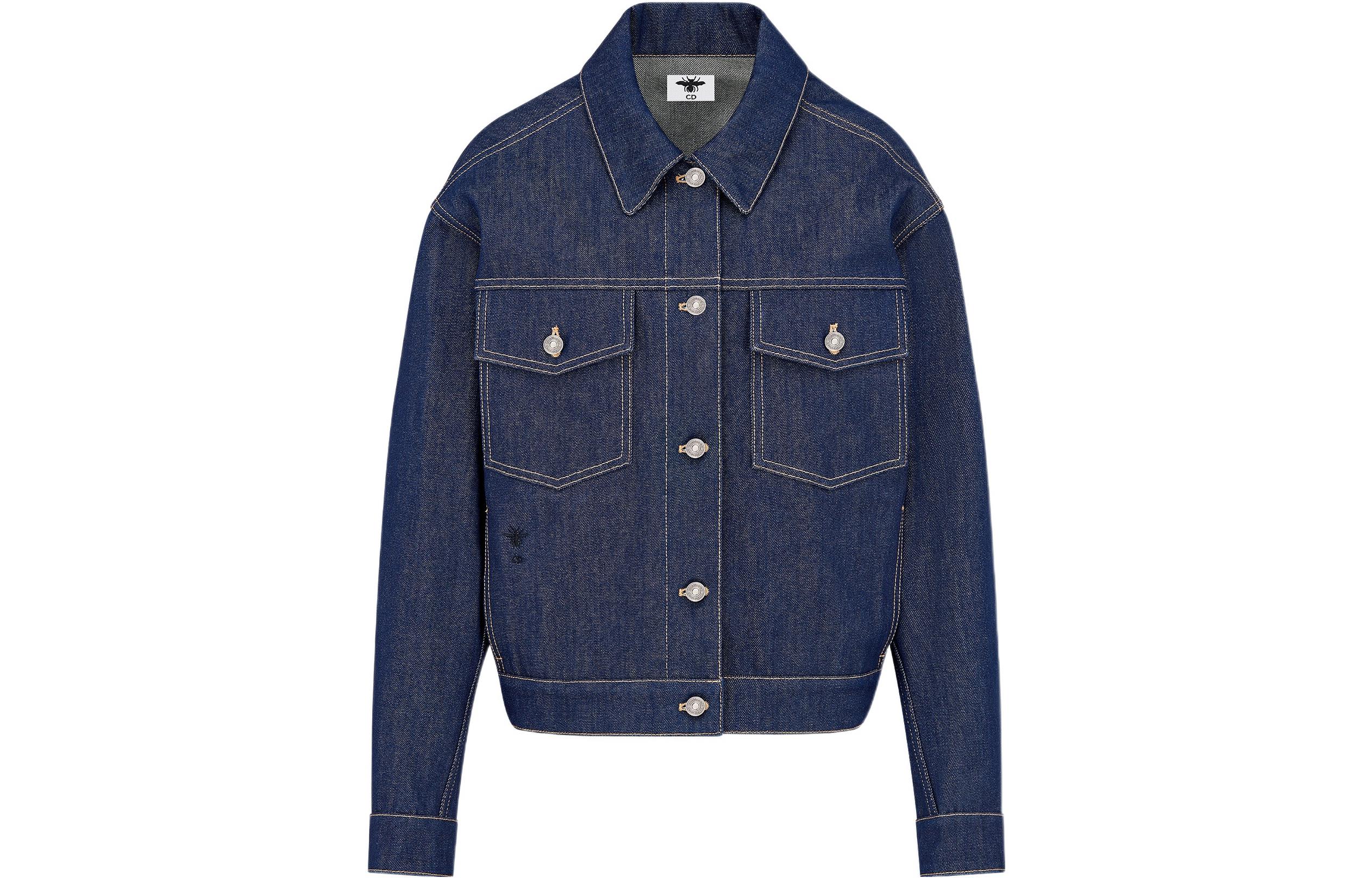 (Women) DIOR FW22  Blue Denim Jacket with Long Sleeves and Collared Design. 252V51A3561-X5670