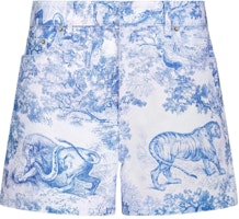 (Women) DIOR FW22 Blue Denim Shorts with Toile de Jouy Animal Print. 242P26A3526-X5881 (Women) DIOR FW22 Blue Denim Shorts with Toile de Jouy Animal Print. 242P26A3526-X5881