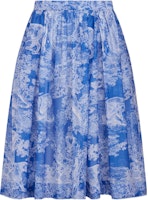 (Women) DIOR FW22 Blue Printed Elastic Waist Flared Midi Skirt 241J90B3846X5882 (Women) DIOR FW22 Blue Printed Elastic Waist Flared Midi Skirt 241J90B3846X5882