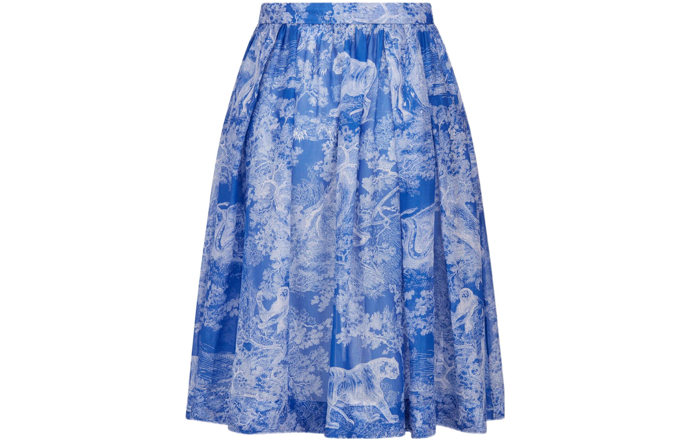 Lookbook (W) DIOR FW22 藍色印花彈性腰圍荷葉中長裙 241J90B3846X5882