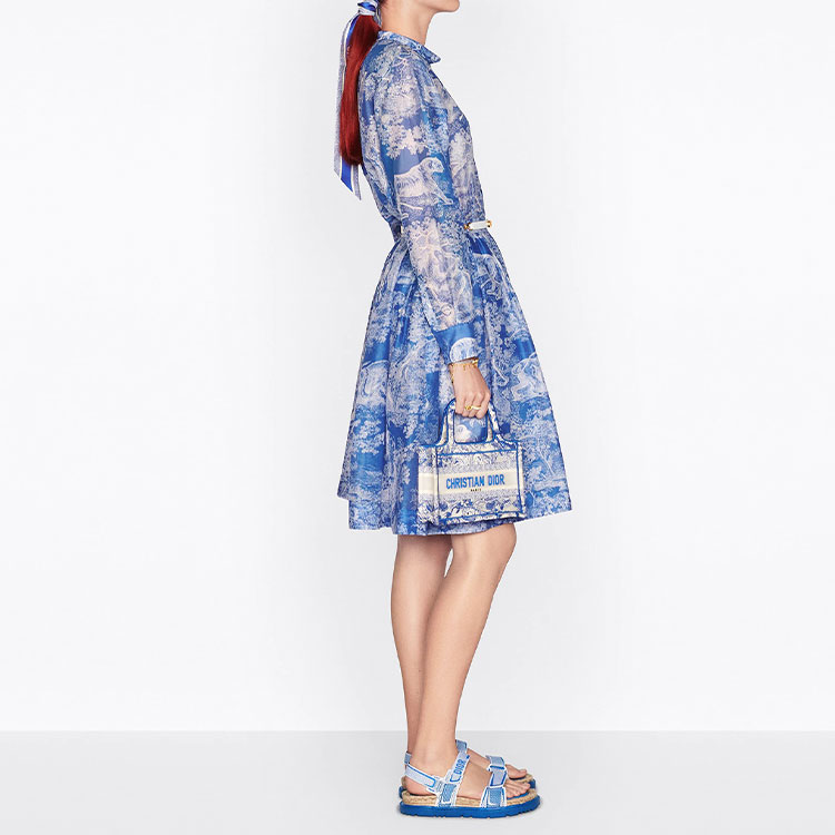 Details for (W) DIOR FW22 藍色印花彈性腰圍荷葉中長裙 241J90B3846X5882