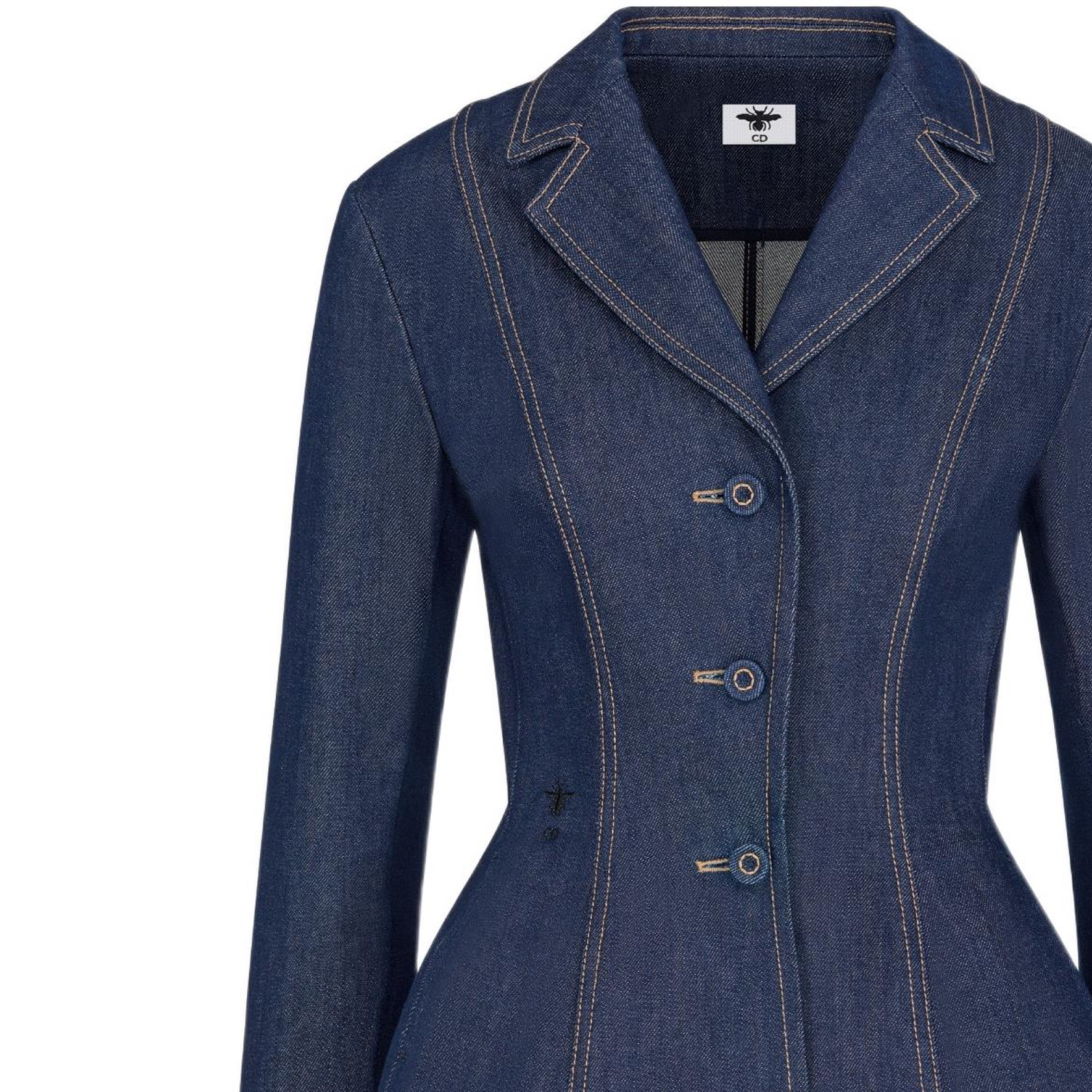 Details for (W) 디올 FW22 블루 싱글 브레스티드 슬림 핏 블레이저 재킷. 252V14A3561-X5670