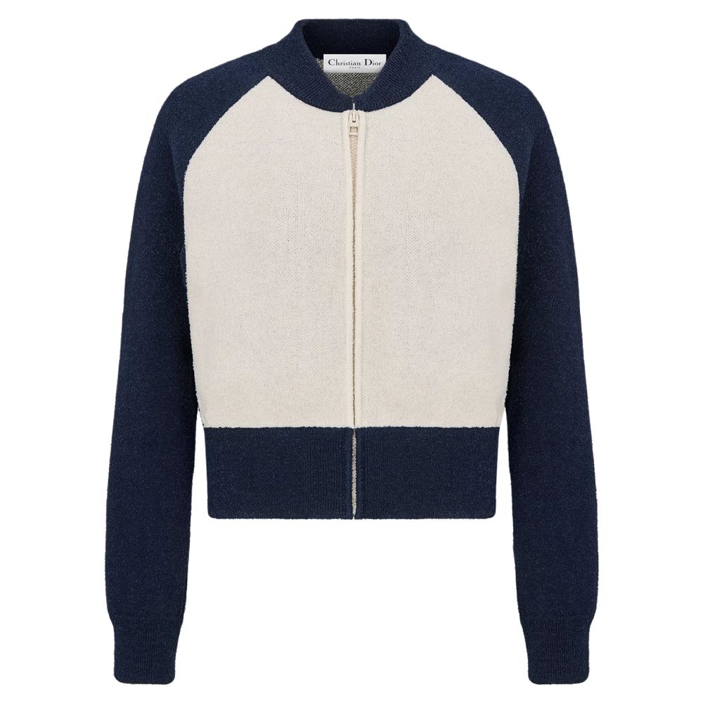 (Women) DIOR FW22  Blue White Zip-Up Jacket with Rear Logo Design. 214V50AM351-X0871