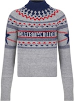 (Women) DIOR FW22 Gray Logo Geometric High-Neck Striped Wool Sweater. 144S60BM134_X8878 (Women) DIOR FW22 Gray Logo Geometric High-Neck Striped Wool Sweater. 144S60BM134_X8878