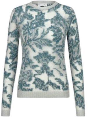 (W) Suéter de Punto Jacquard DIOR FW22 con Patrón Botánico - Azul. 254S78AM149-X5854 Order (W) Suéter de Punto Jacquard DIOR FW22 con Patrón Botánico - Azul. 254S78AM149-X5854