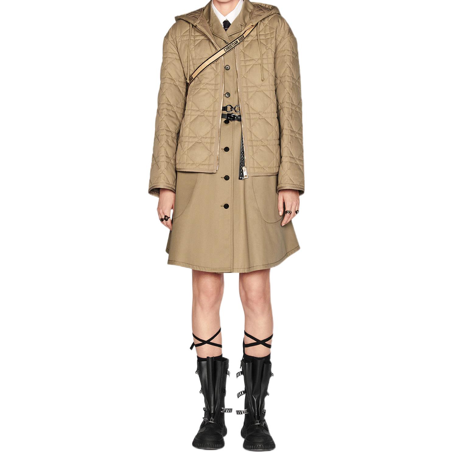 Shop (W) DIOR FW22 卡其色短袖單排扣迷你連衣裙 247R19A3332-X1700