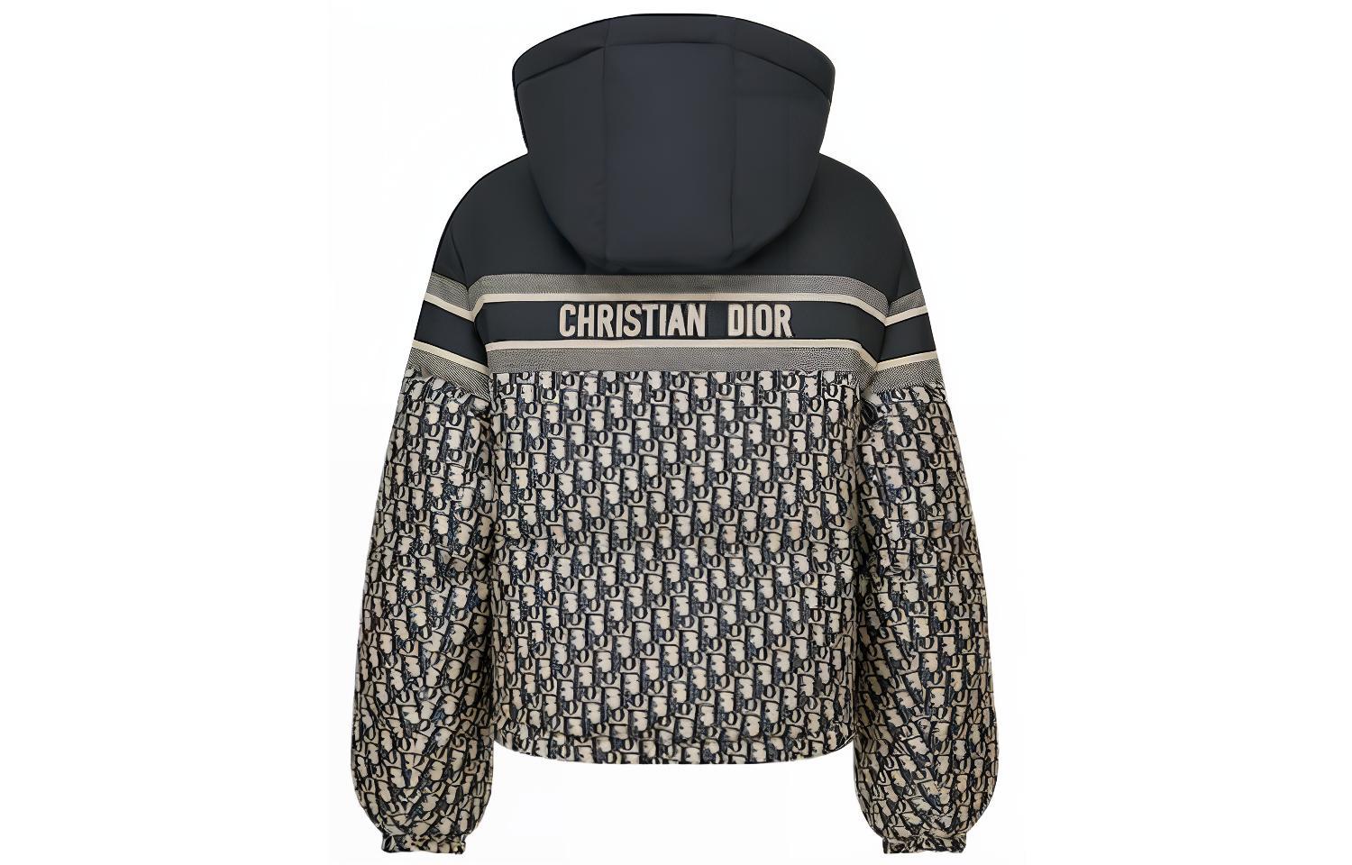 Lookbook (W) DIOR FW22 Jaket Hoodie Logo Print Lengan Panjang Warna Blok. 147C21A2968-X5803