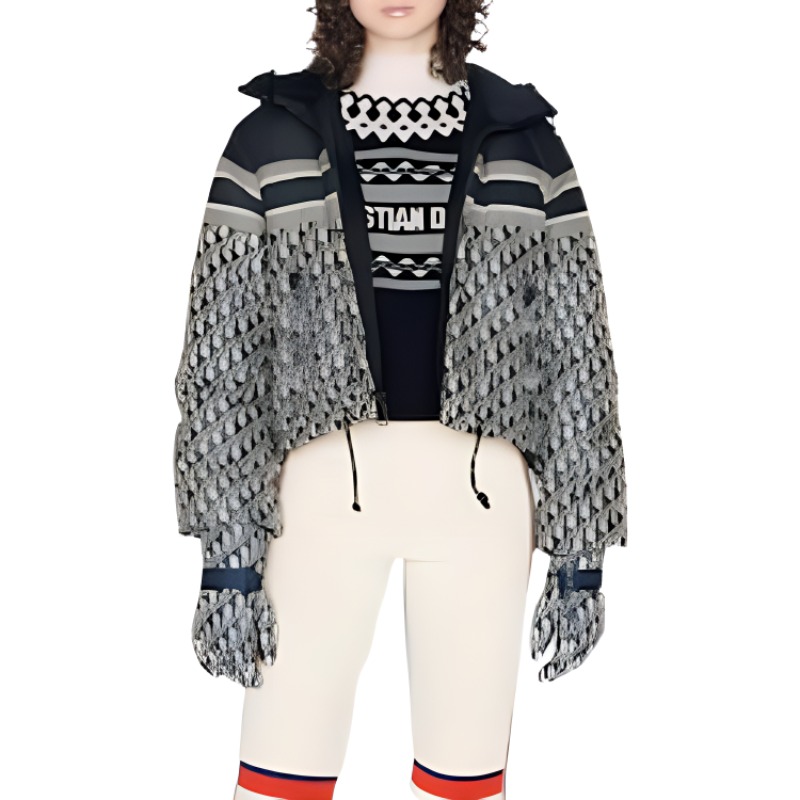 Details for (W) DIOR FW22 Jaket Hoodie Logo Print Lengan Panjang Warna Blok. 147C21A2968-X5803