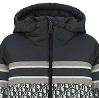 Cheap (Women) DIOR FW22 Logo Print Hooded Zip-Up Long Sleeve Down Jacket Colorblock. 147C21A2968-X5803