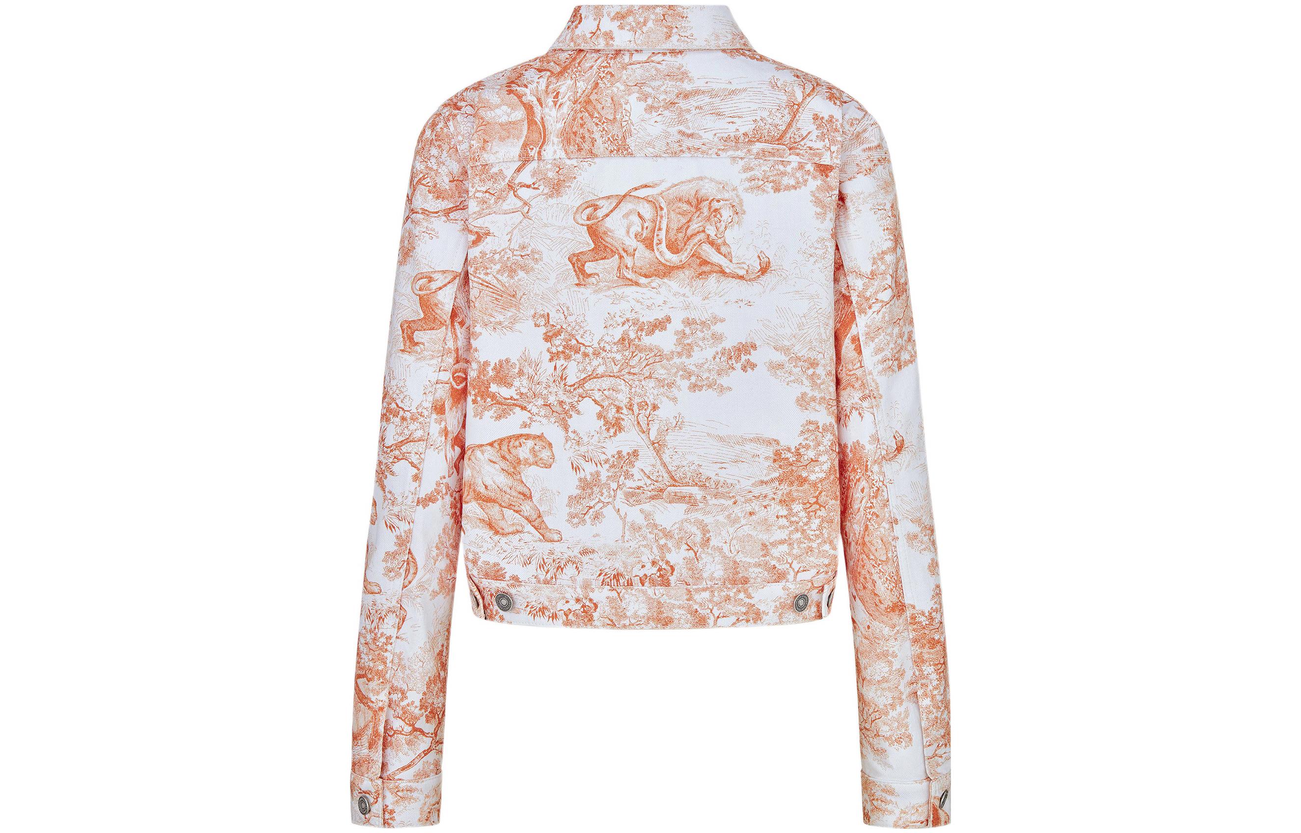 Lookbook (W) DIOR FW22 Jaket Denim Butang Corak Haiwan Jingga. 242V11A3526-X2825