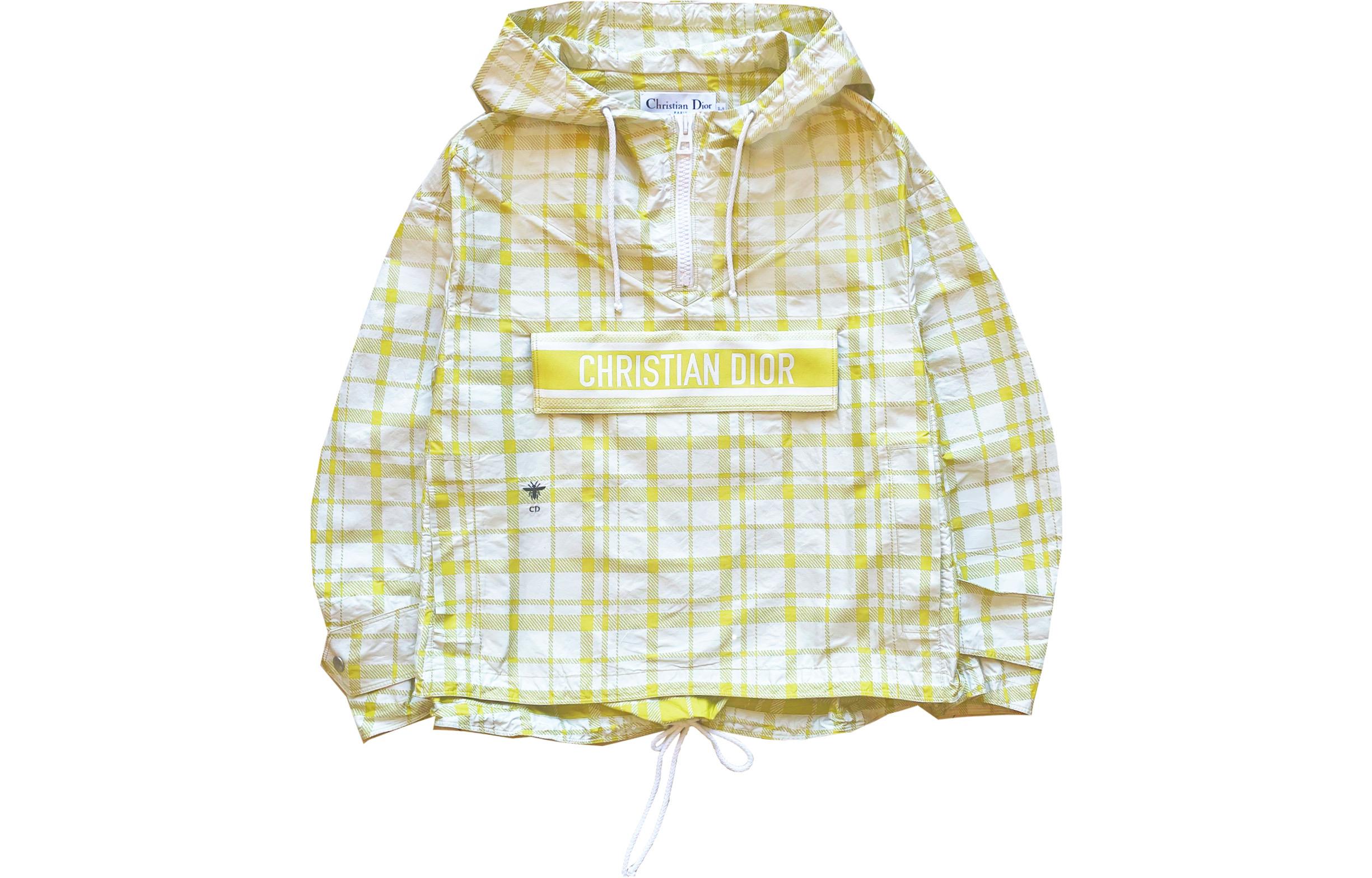 (Women) DIOR FW22  Plaid Print Half-Zip Pullover Jacket Light Yellow 147C09A2794-X0825