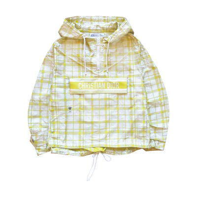(Women) DIOR FW22 Plaid Print Half-Zip Pullover Jacket Light Yellow 147C09A2794-X0825