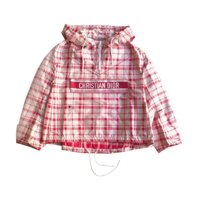 (Women) DIOR FW22 Red Plaid Logo Print Hoodie Jacket 147C09A2794-X0824