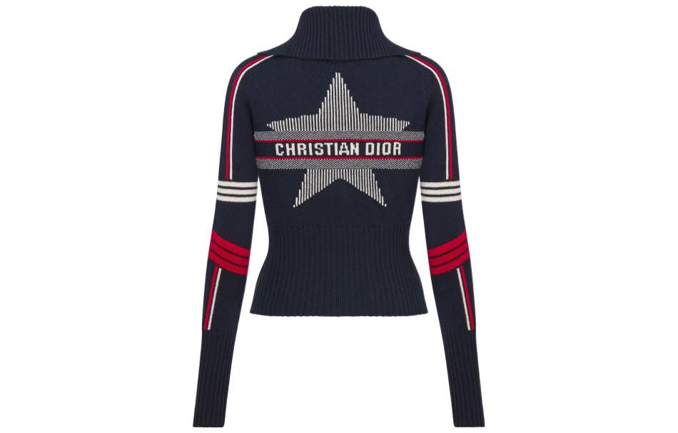 (Women) DIOR FW22  Slim Fit Knitted Sweater with Star Jacquard in Blue. 144G60AM134-X5878 圖 3