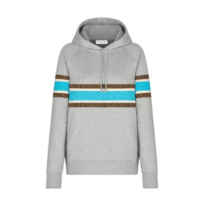 (Women) DIOR FW22 Striped Pullover Hoodie Gray 113S02A4013-X8851